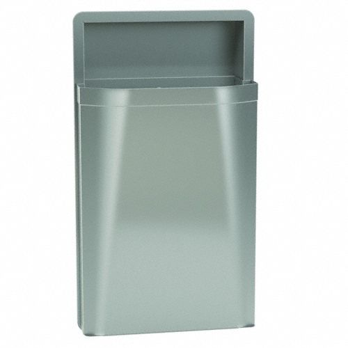 Trash Can: Stainless Steel, 12 gal Container Capacity, Open Top, 17 1/8 in Overall Dia