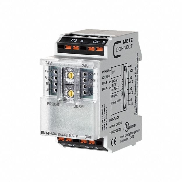 MS/TP Module: DIN Rail Mounting, BACnet MS/TP, 4 Outputs, (4) Analog, 24V AC/DC