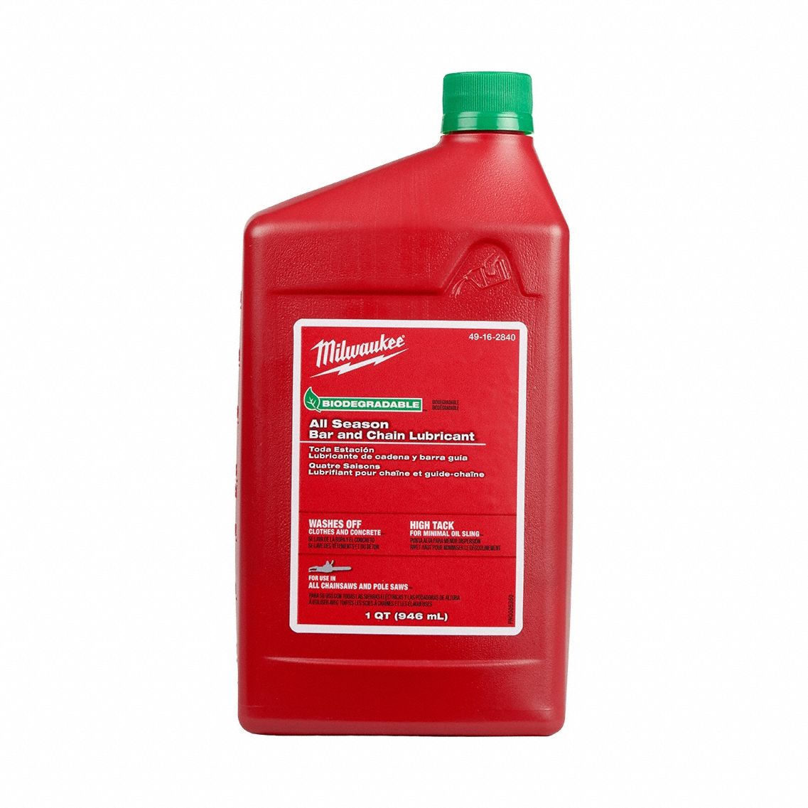 Bar and Chain Oil: Bottle, 1 qt, Bio-based Base