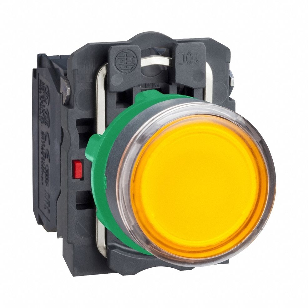 Illuminated Push Button: Illuminated, Flush Profile, Non-Metallic, 22 mm, 1NO/1NC