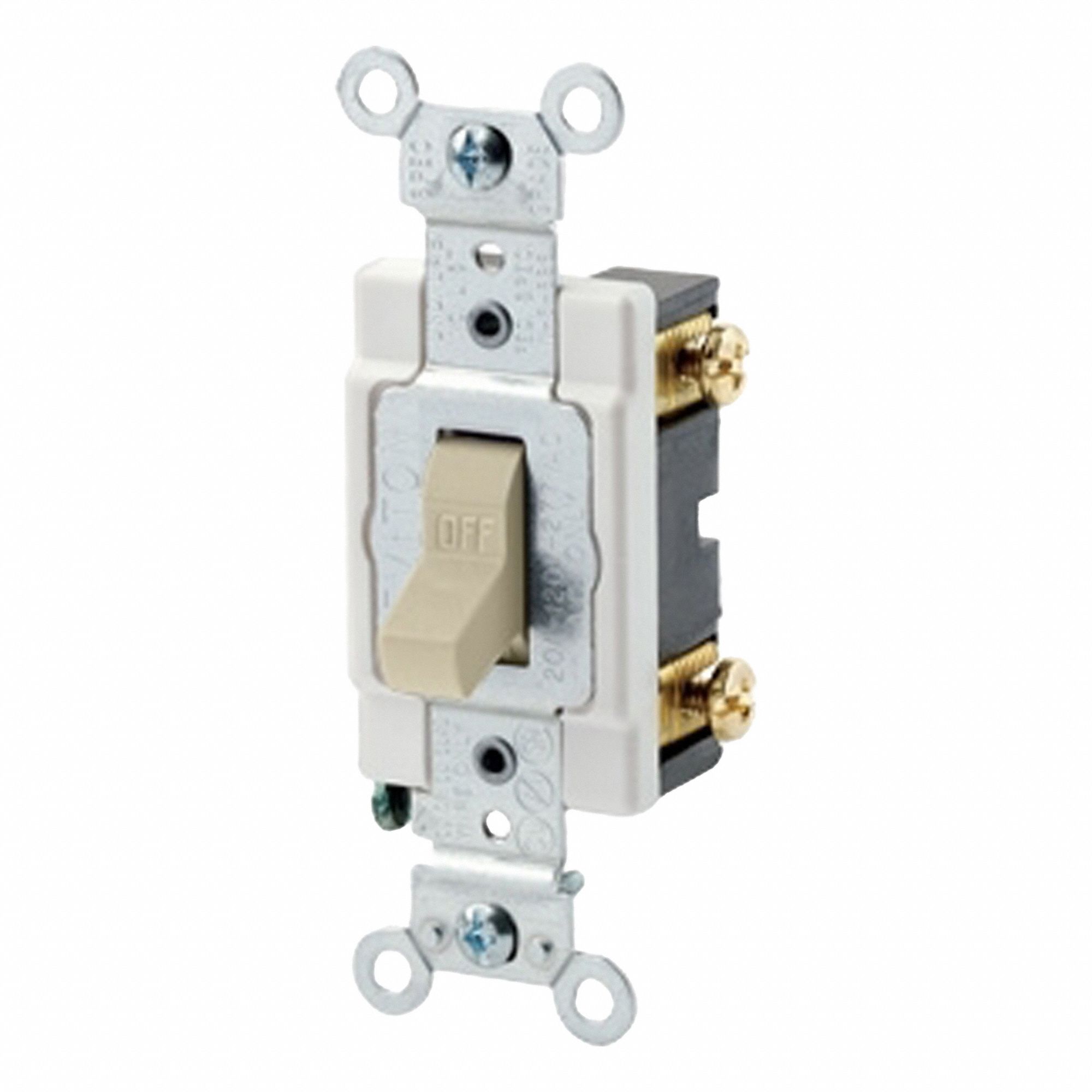 Wall Switch: Toggle Switch, Single Pole, Ivory, 3 A, 24V AC/DC, Screw Terminals