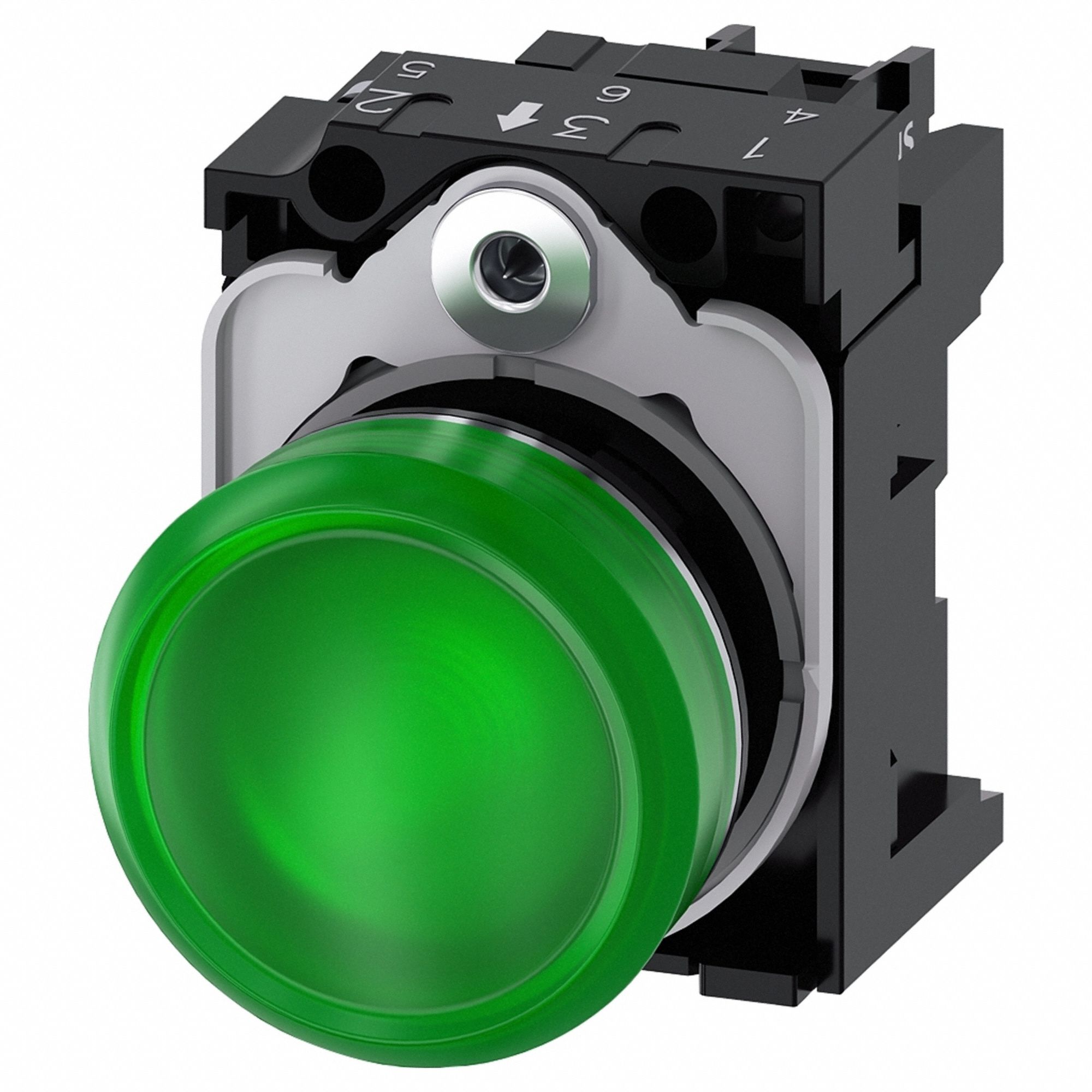Pilot Light: 22 mm Panel Mounting Size, Green, LED, 110 V AC Max Volt Rating (Supply)