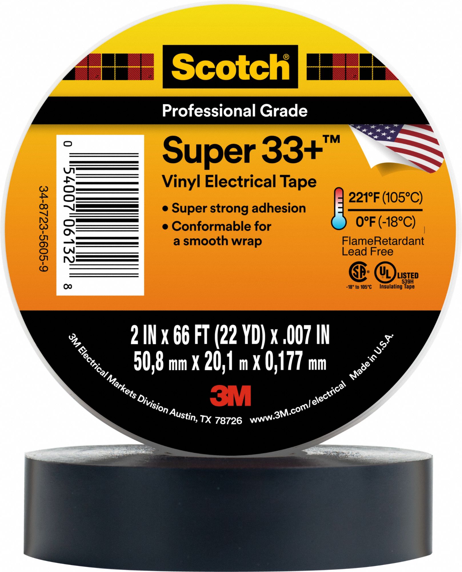 ElectricalTape Vinyl Black 22ydL 2inW