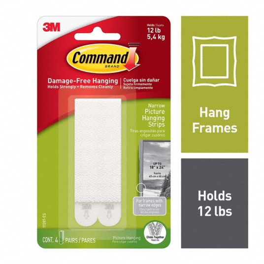 COMMAND, 0 Hooks, Plastic, Hanging Strips - 808JE8|17207-ES - Grainger