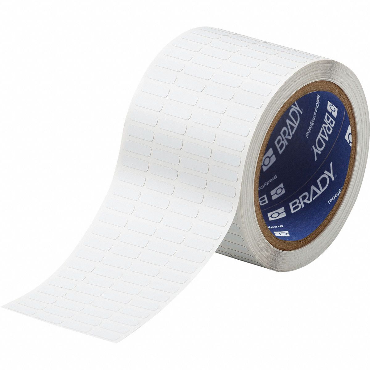 Pre-Cut Label Stock Roll: 13/64 in x 21/32 in, 13/64 in, Polyimide, White (Matte), -94°F to 572°F