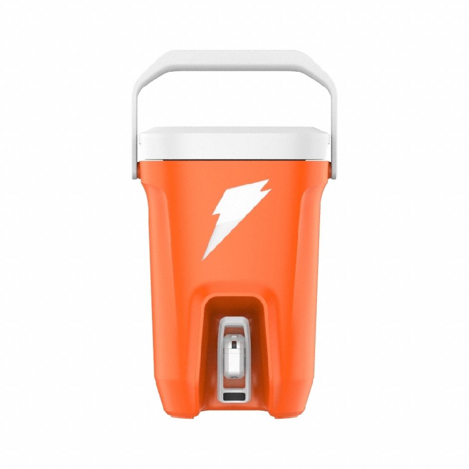 Beverage Cooler: Orange, White, 6 hr Ice Retention, 3 gal Capacity, 20 5/8 in Overall Ht