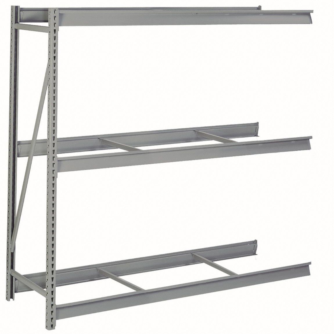 BULK STORAGE RACK, ADD-ON, MEDIUM-DUTY, 72 IN X 36 IN X 72 IN, 3 SHELVES, GREY