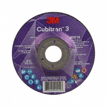 Cut-Off Wheel: Type 27, 4 1/2" x 0.045" x 7/8", Ceramic, 60 Grit, Cubitron 3