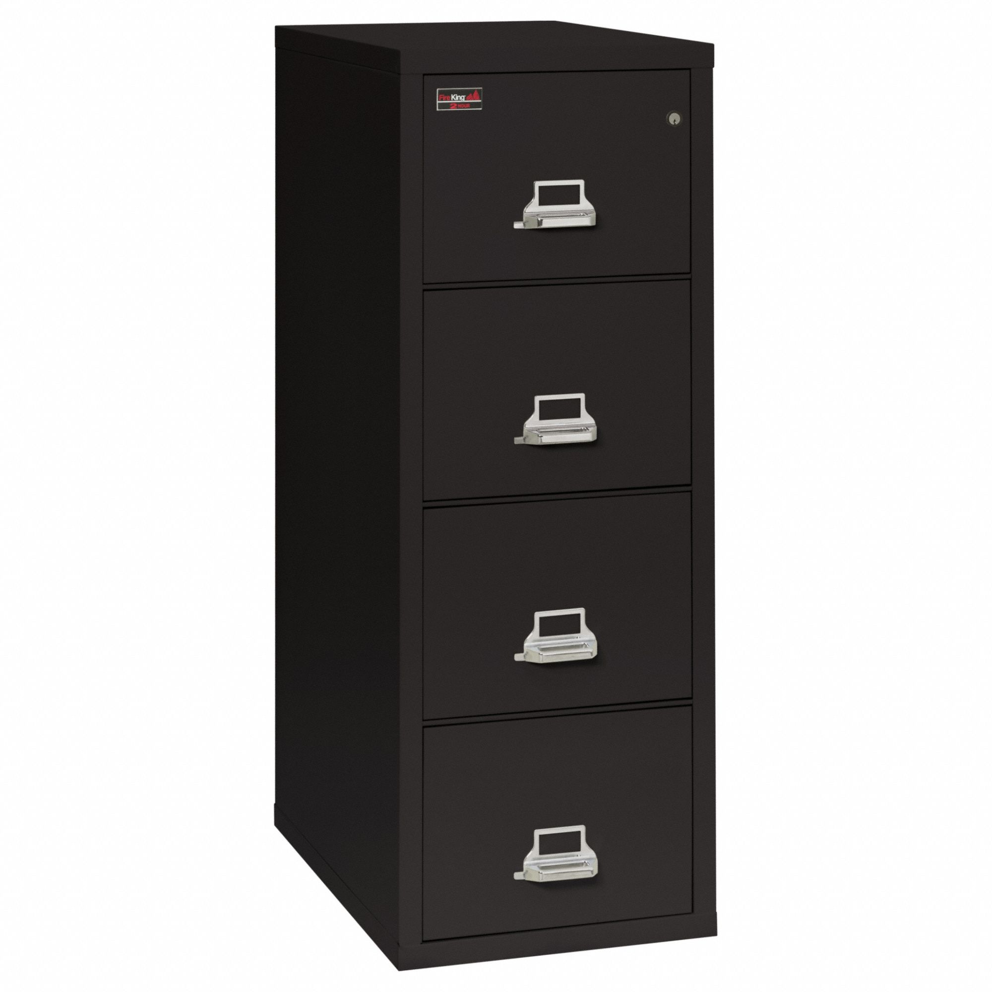 Fire-Resistant Vertical File Cabinet: Black, 4 Drawers, 56 1/4 in Overall Ht, Gypsum/Steel