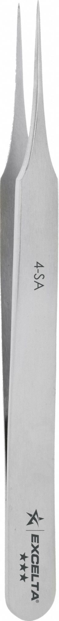 Tweezers: Stainless Steel, Point, Straight Tip, 0.003 in Tip Thick