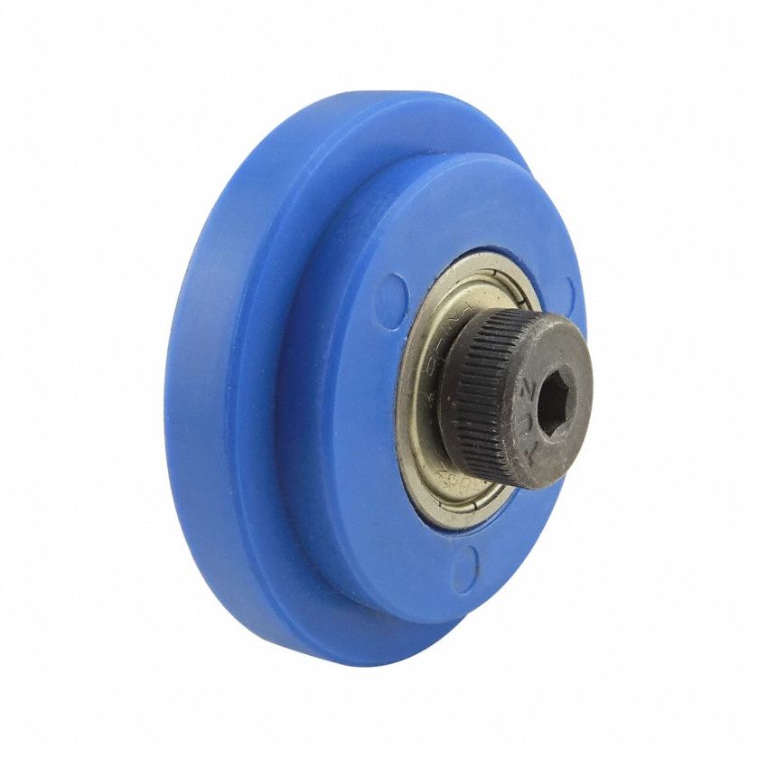 Roller Wheel: 40 Series, 40.3 mm W x 54 mm H, Blue, Dual Roller Bearing