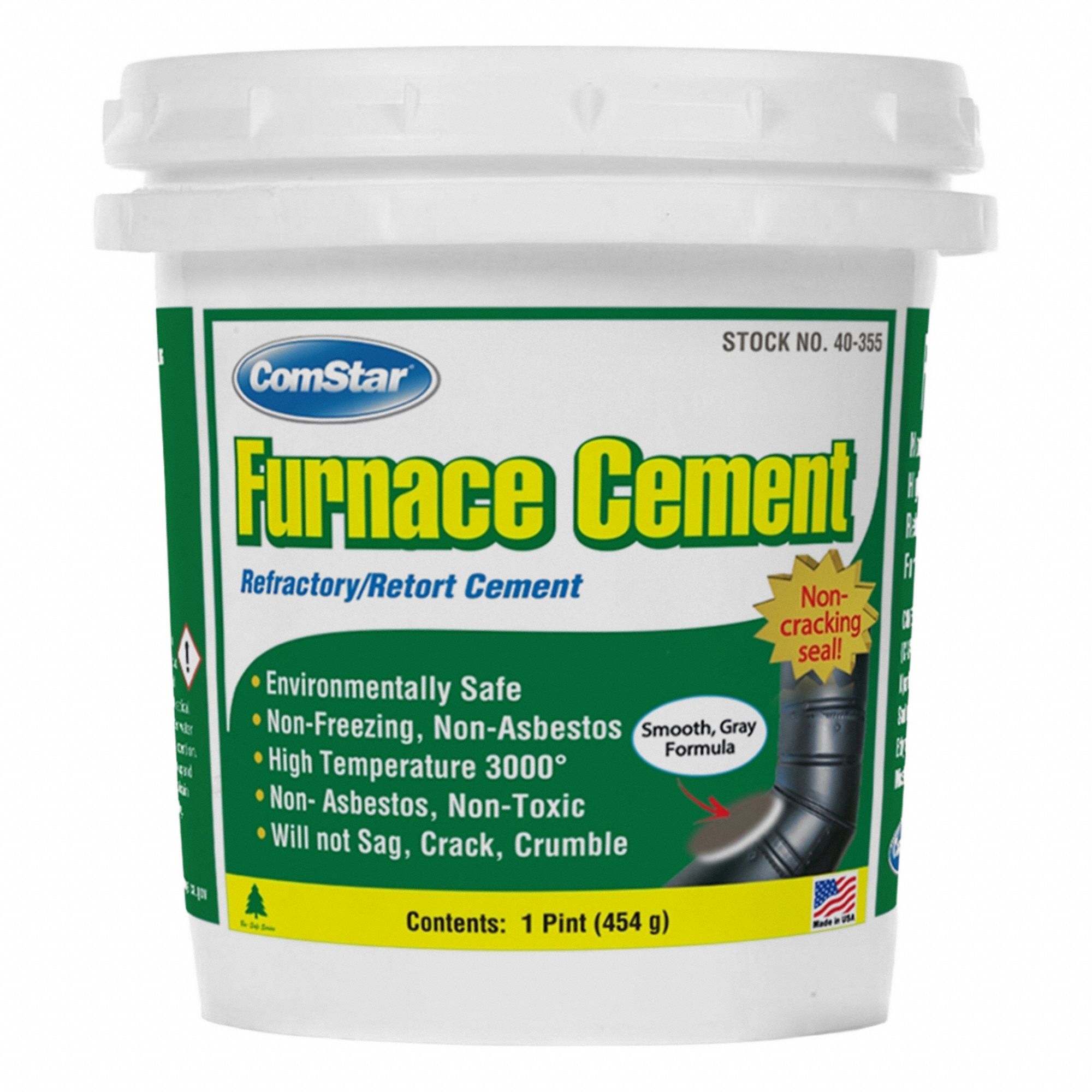Furnace Refractory and Retort Solution: 1 pt Size, Gray, Air Cure