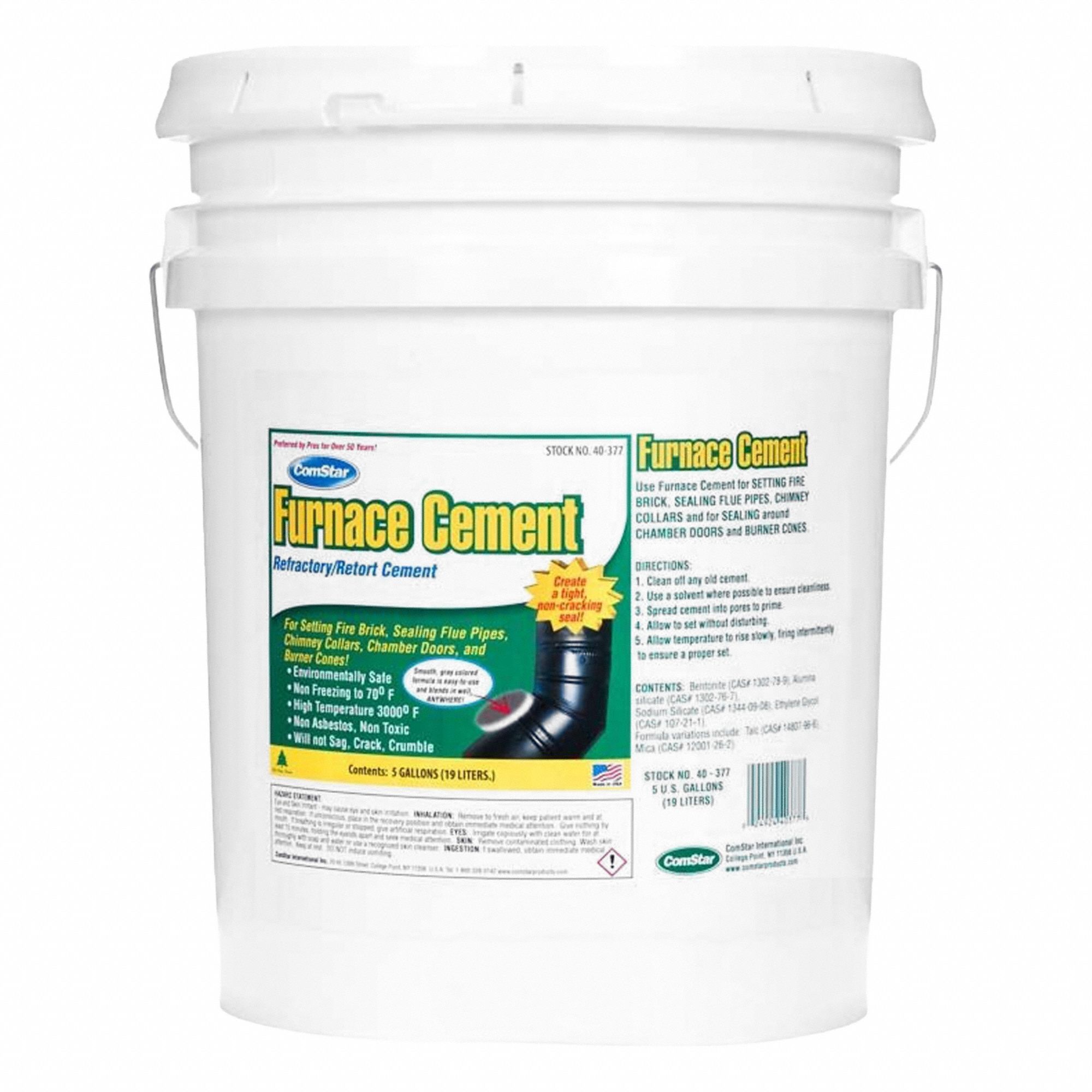 Furnace Refractory and Retort Solution: 5 gal Size, Gray, Air Cure