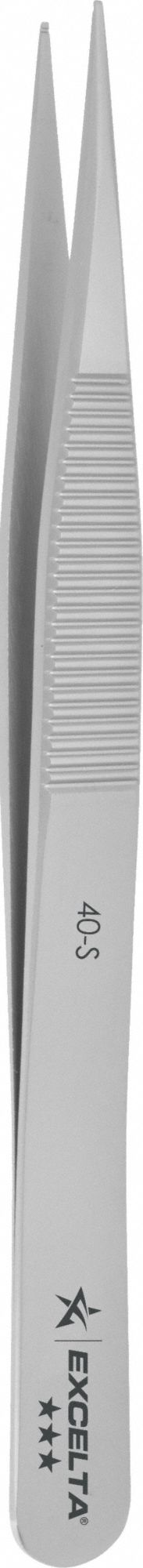 Tweezers: Stainless Steel, Cylinder, Straight Tip