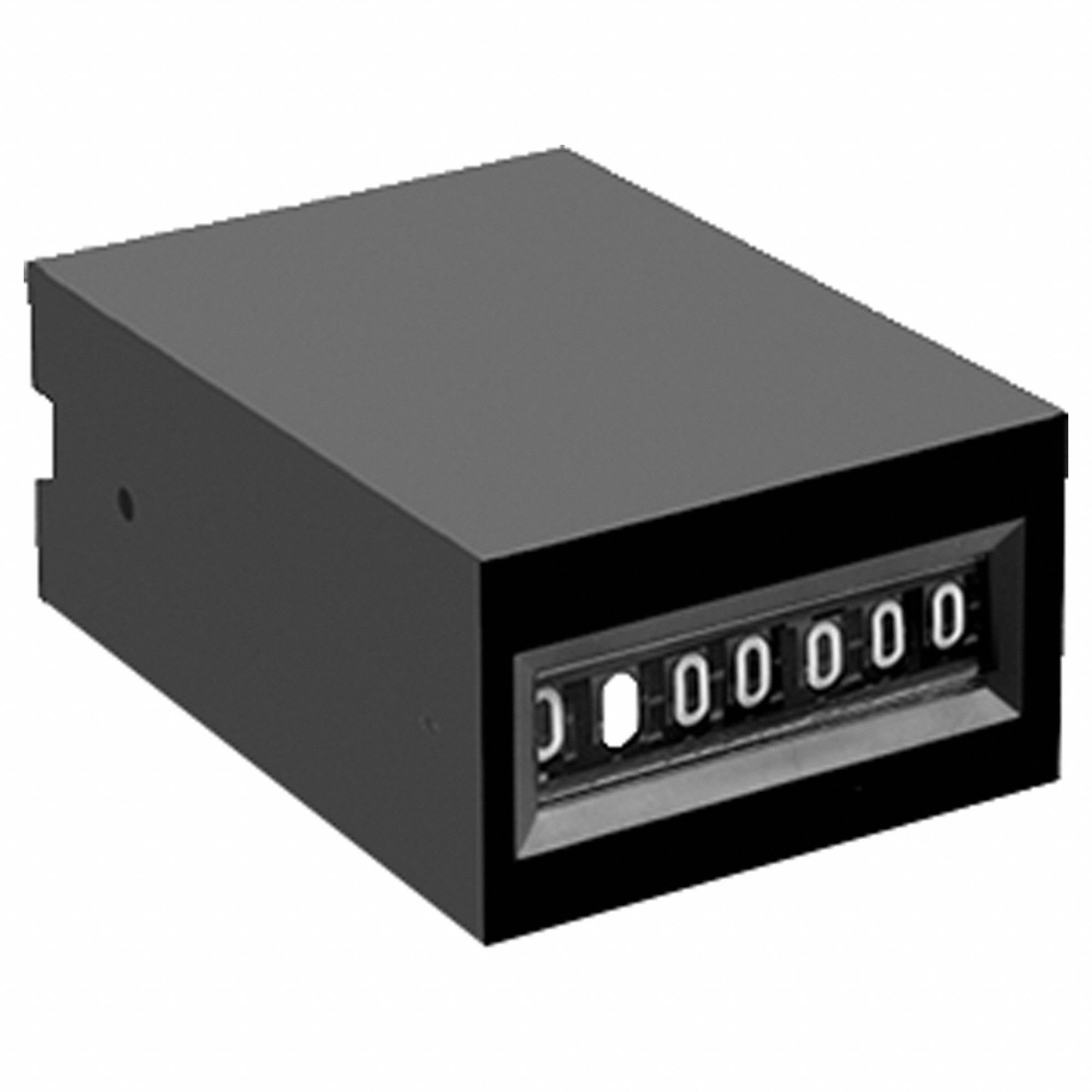 Electromechanical Counter: Front Panel Mounting, 3/4 in x 1 1/8 in, 6 V DC – 12 V DC, White