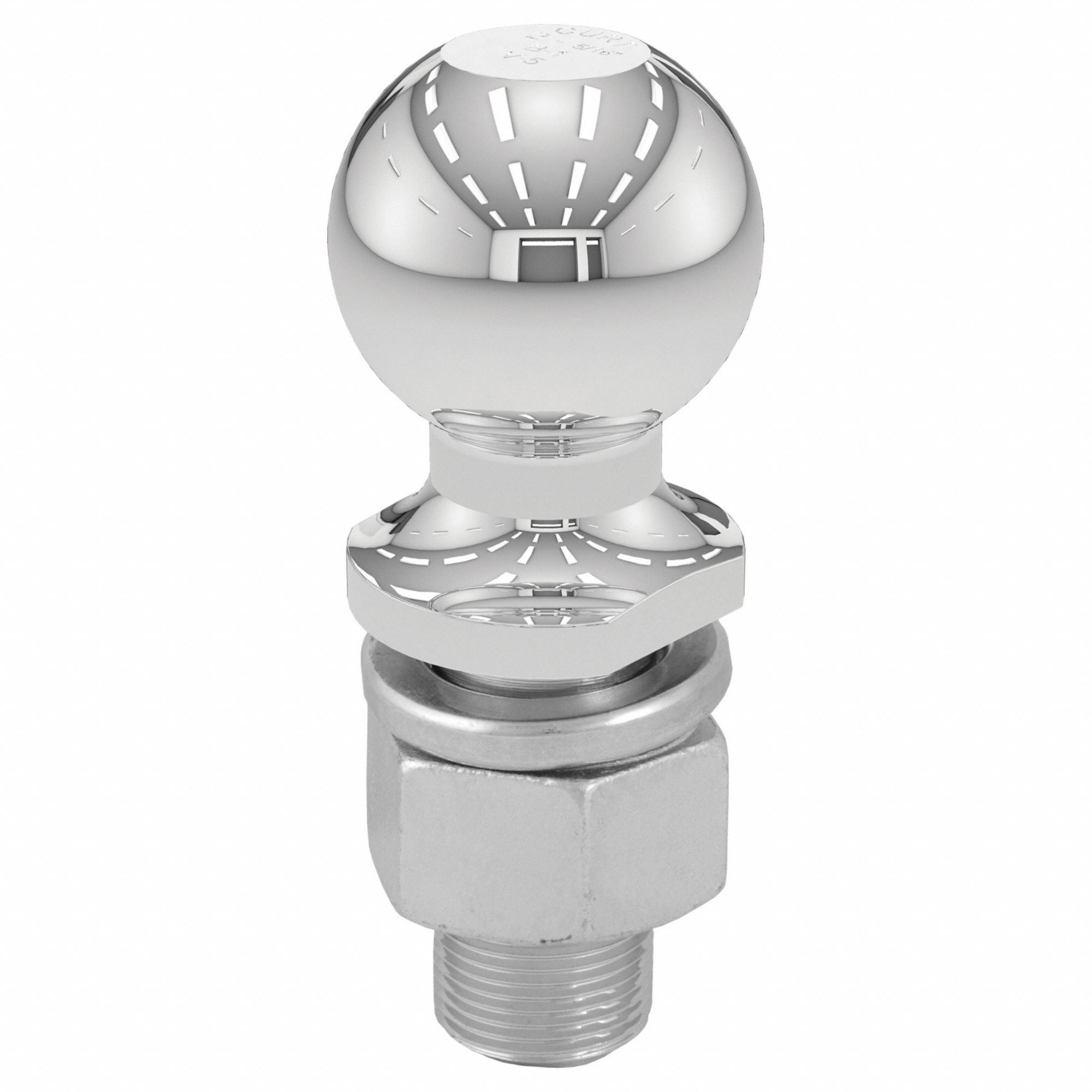 Trailer Ball: V, 10, 000 lb Gross Vehicle Wt Capacity, 2 5/16 in Ball Dia, Steel, Chrome, Silver