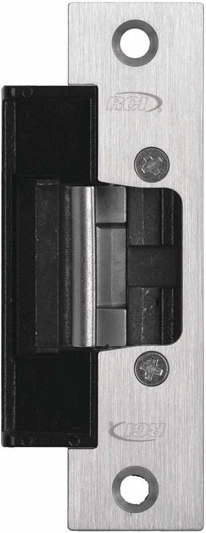 Electric Door Strike: 1 1/4 in Wd, 4 7/8 in Ht, Cylindrical/Mortise, Stainless Steel