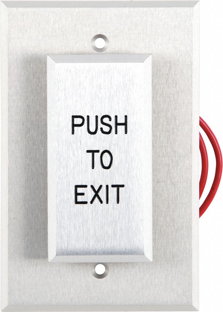 EXIT PUSH BUTTON,ALUMINUM,SILVER