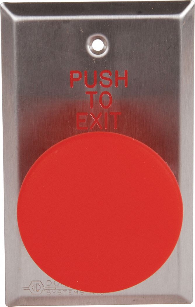 Exit Push Button: 4 1/2 in Ht, 3 in Dp, 2 3/8 in Wd, ADA Compliant, Gray, Gray