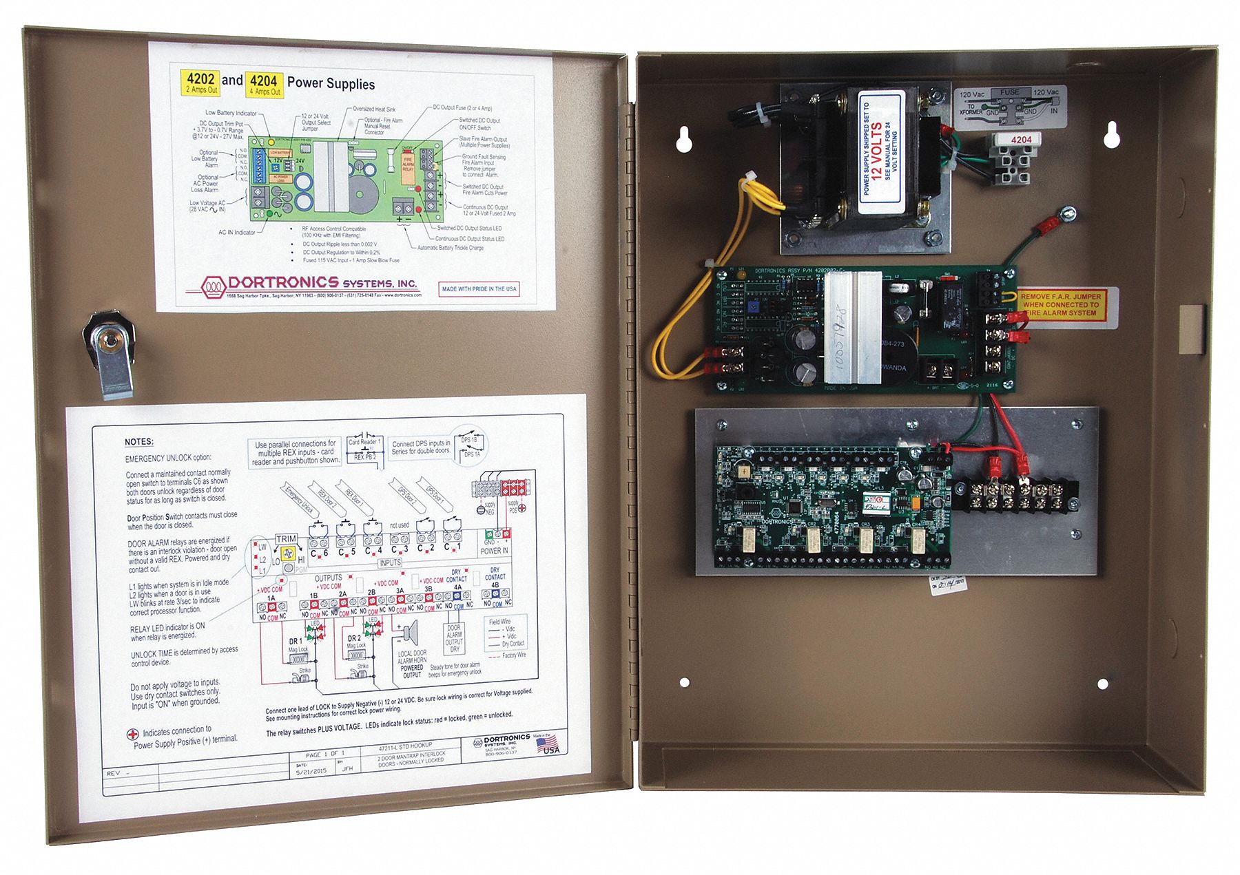 DORTRONICS Interlock Controller, 2Doors, 1Room 400C0547211L