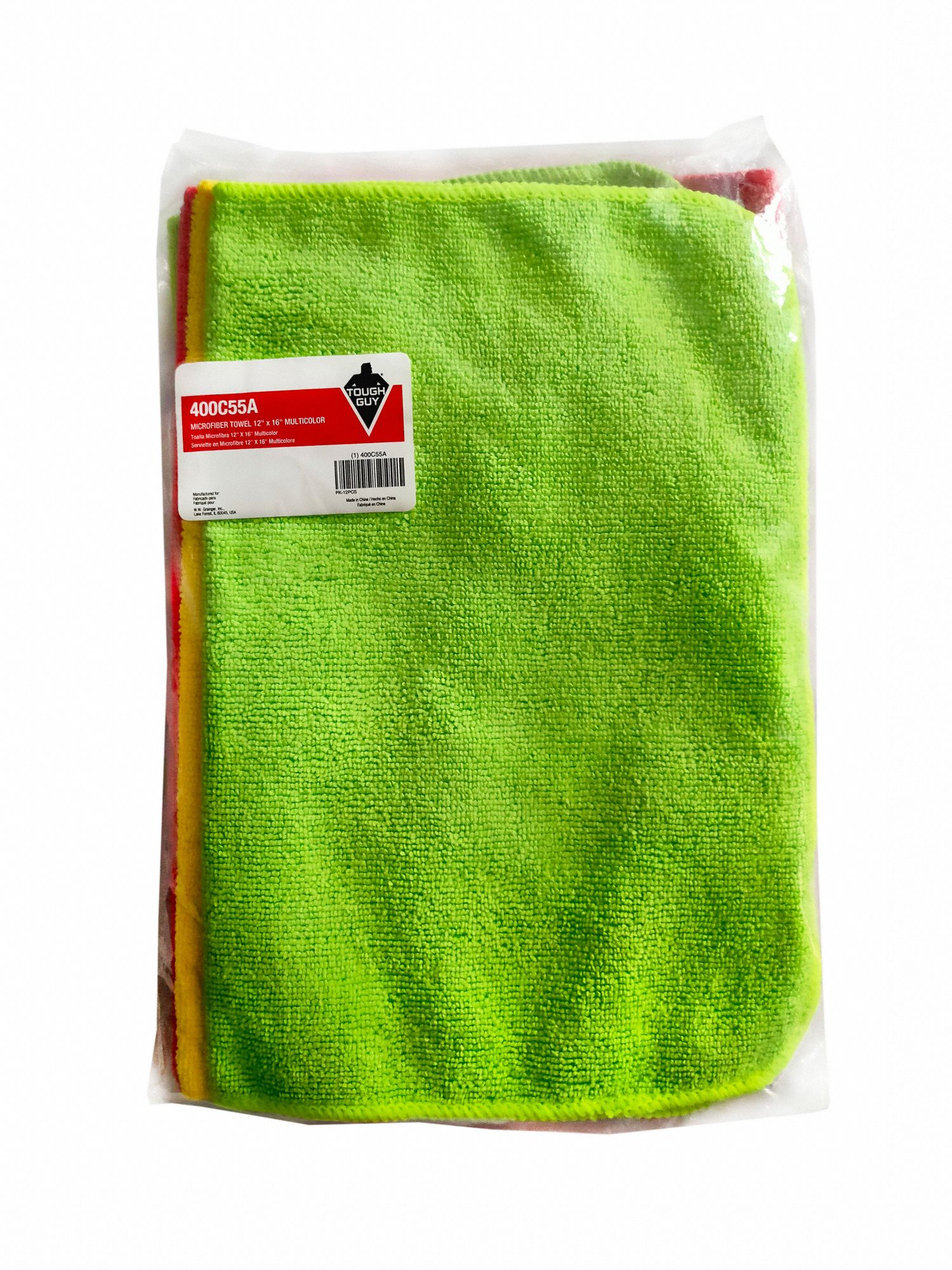 TOUGH GUY Microfiber Cloth Microfiber, New, Assorted, 12 in x 16 in, Medium Duty 400C55