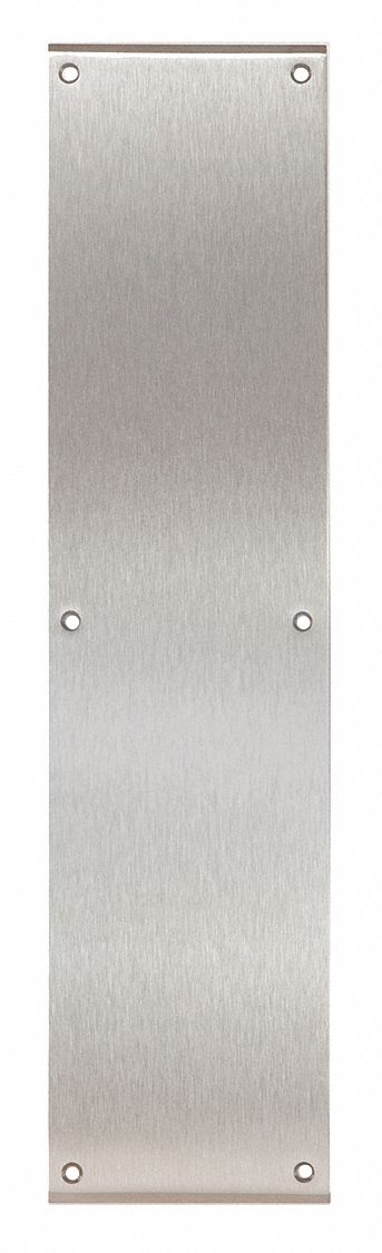 Door Push Plate: 4 in Wd, 16 in Ht, Stainless Steel