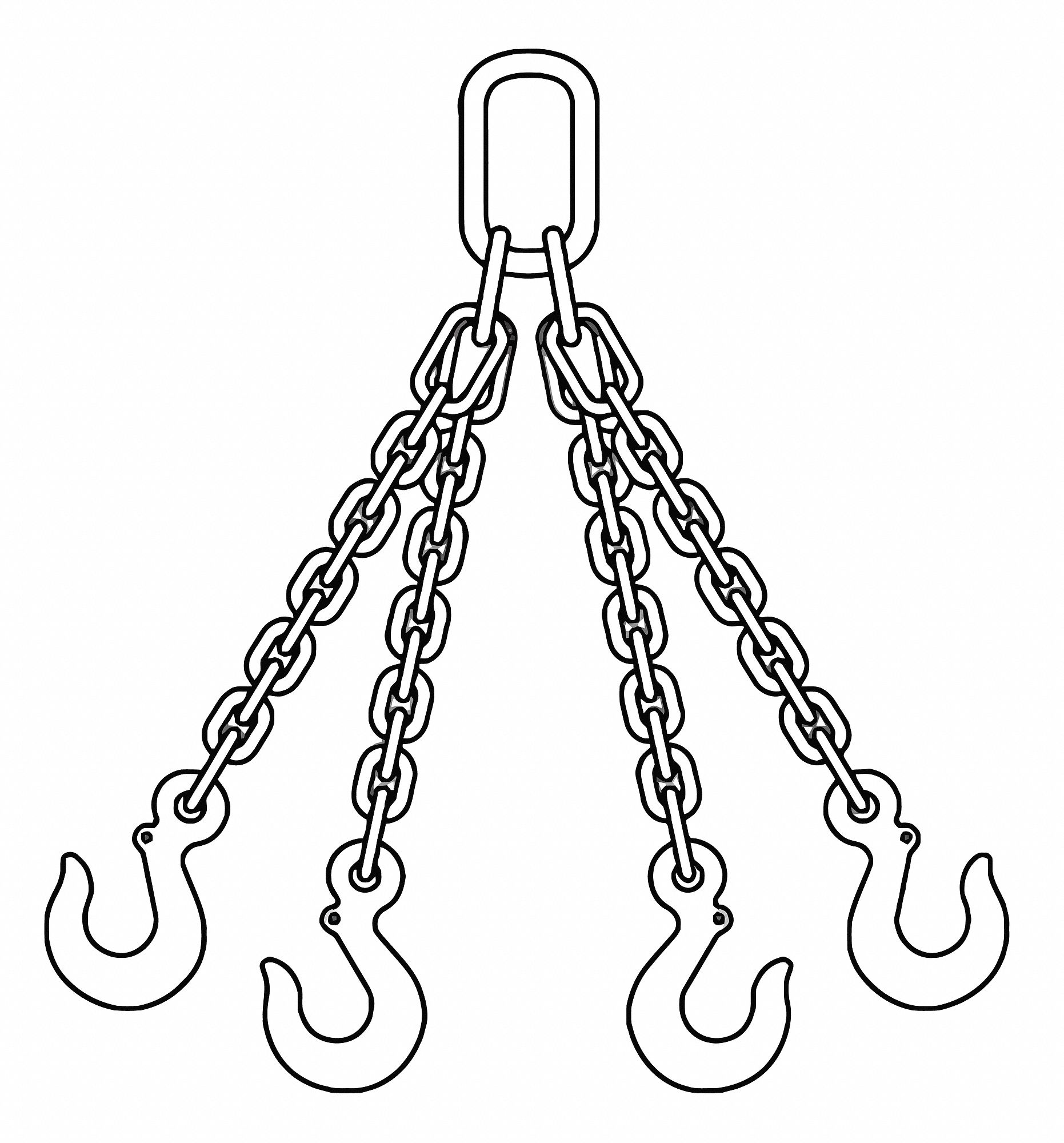 CHAIN SLING, ⅜ IN CHAIN TRADE SIZE, 80 CHAIN GRADE, STEEL, FIXED, 5 FT SLING L