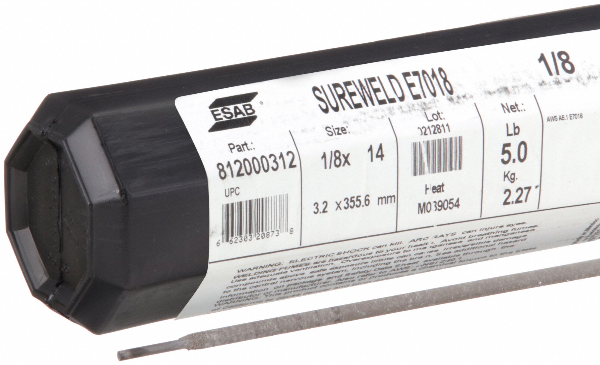 STICK ELECTRODE, CARBON STEEL, E7018, ⅛ X 14 IN, 5 LB, SUREWELD 7018