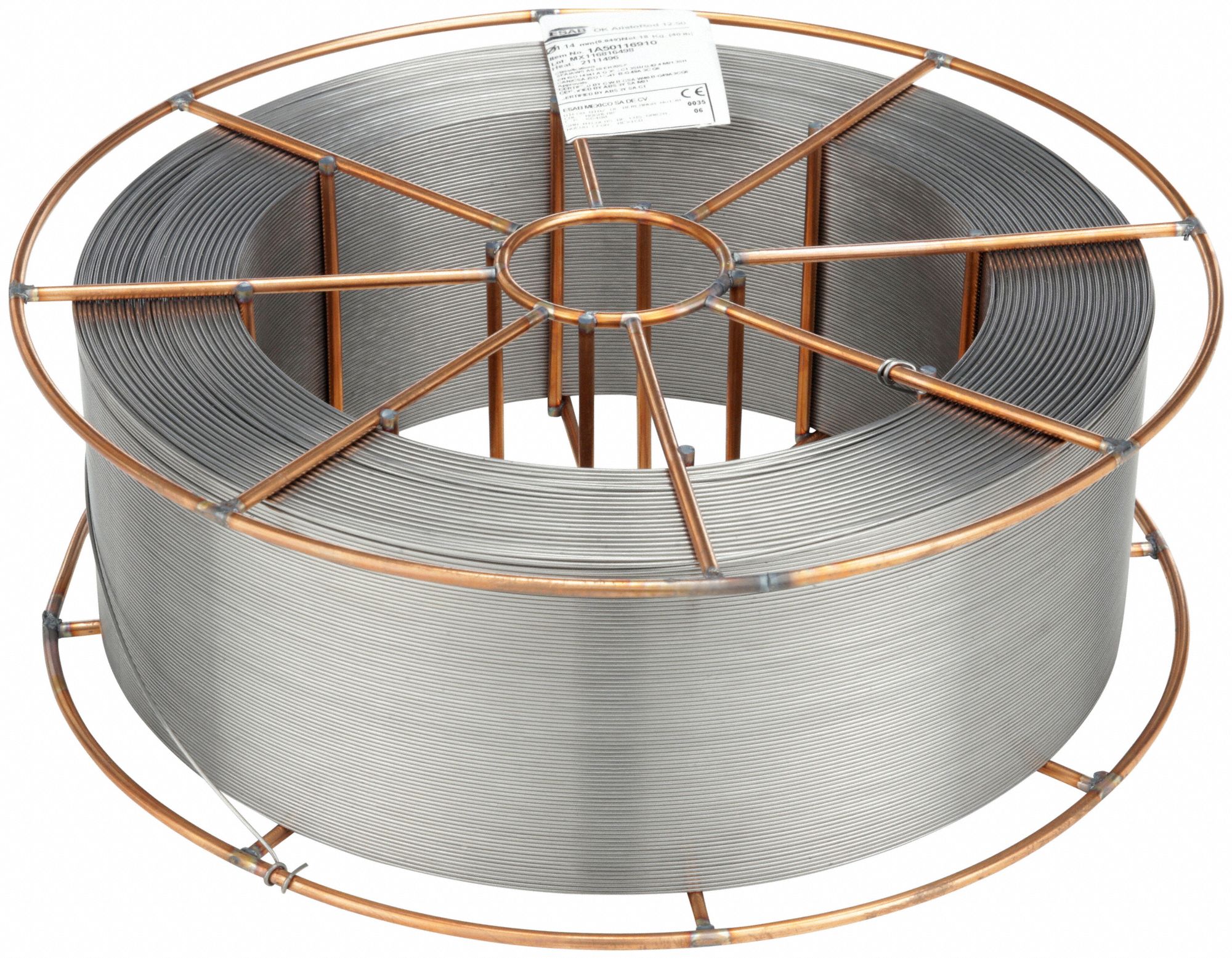 MIG WELD WIRE, NO-COPPER, ER70S-6, 70000 PSI, 0.045 IN DIA, STEEL, 18 KG SPOOL