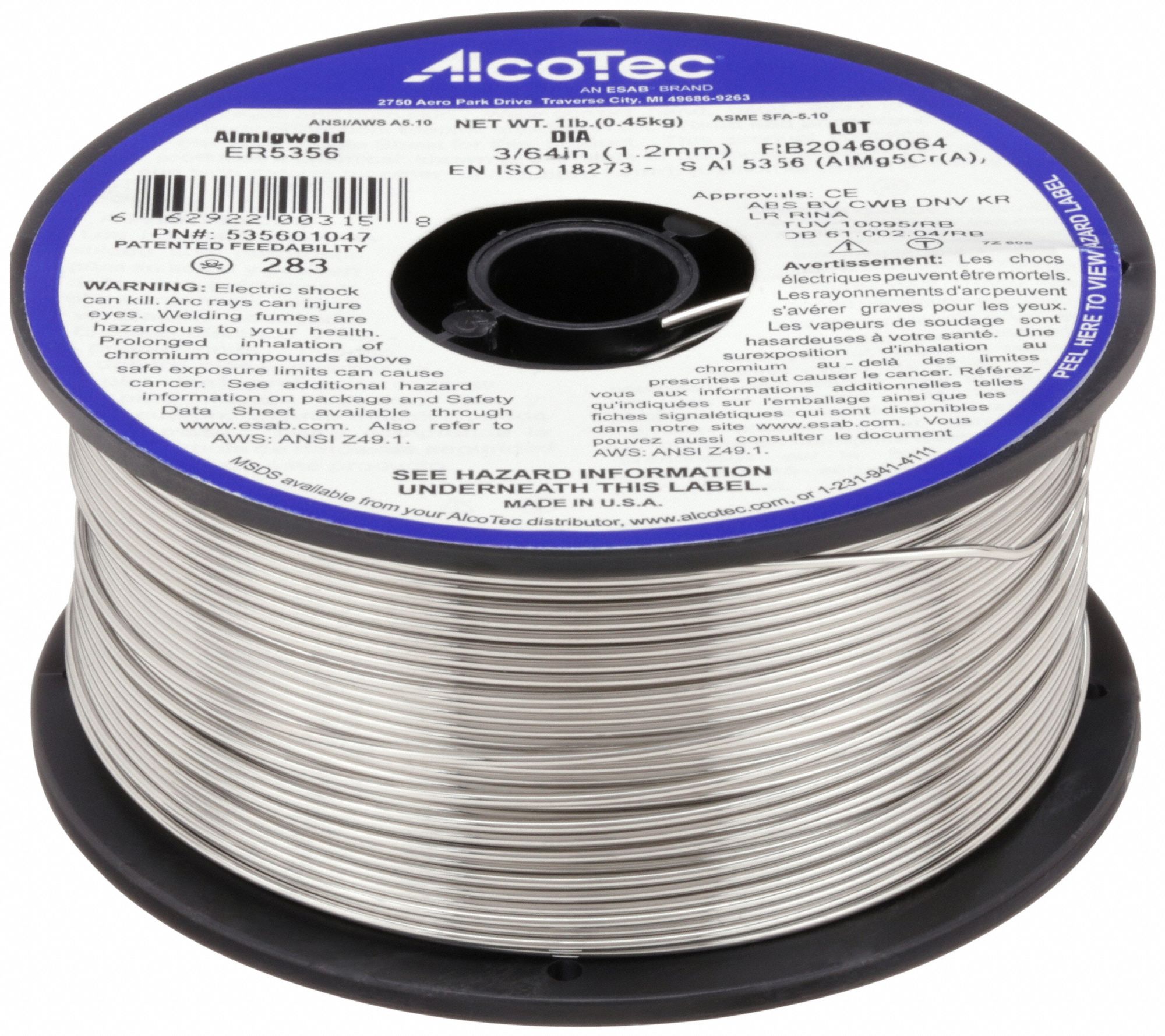 WELDING WIRE,ALUMINUM,0.047 IN DIA,1 LB