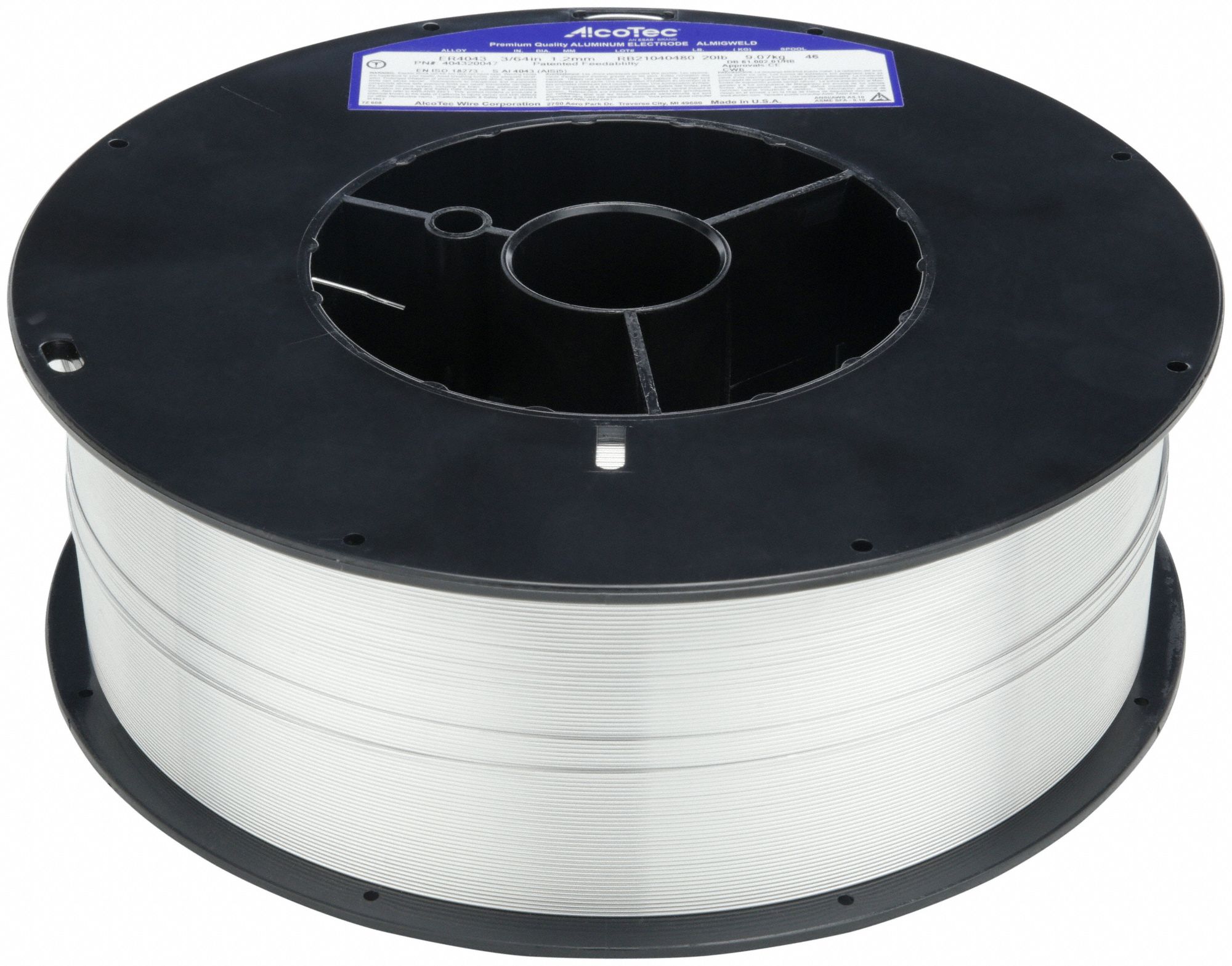 MIG WELDING WIRE, ALUMINUM, ER4043 CLASS, 3/64 IN, 20 LB