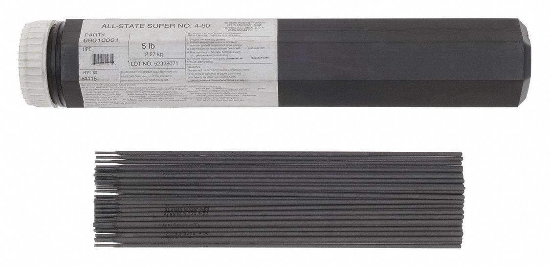 Stick Electrode: Cast Iron, 3/32 in x 12 in, 5 lb, All-State Super 4-60
