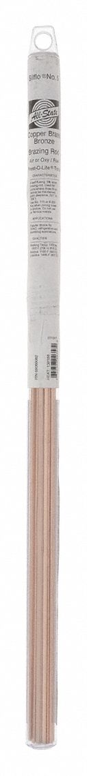Brazing Alloy: Phos Copper, 5% Silver, BCuP-3, 1/8 in x 18 in, Bare, All-State Sil-Flo 5