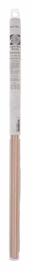 Brazing Alloy: Phos Copper, 15% Silver, BCuP-5, 1/8 in x 18 in, Bare, All-State Sil-Flo 15