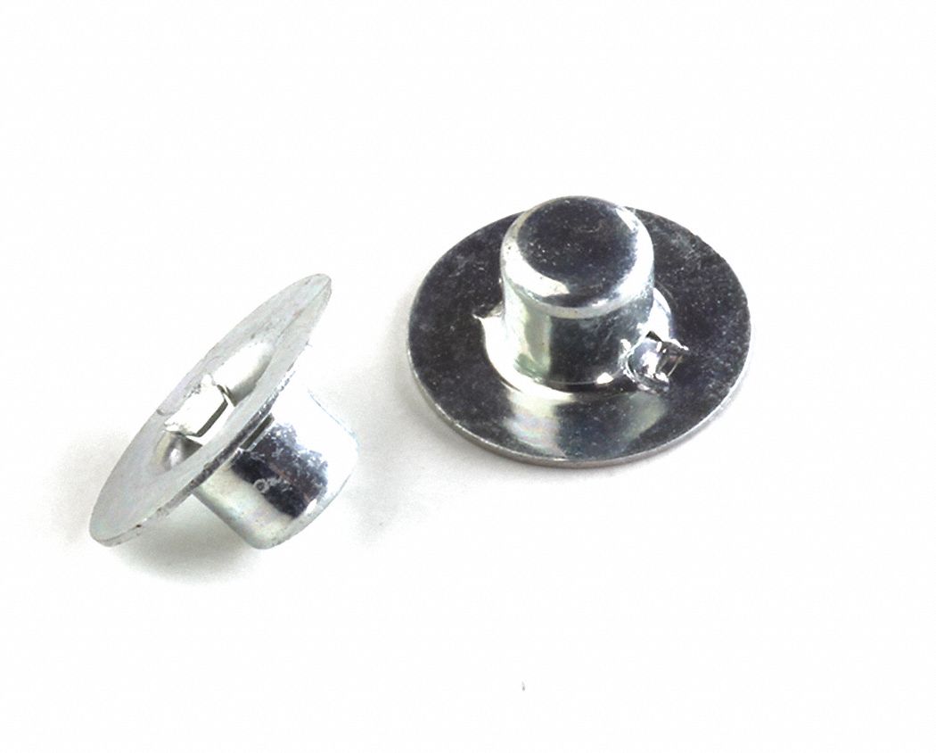 PUSH ON CAP NUT, STEEL, NICKEL PLATED, 0.286 X 0.920 IN, 50 PK