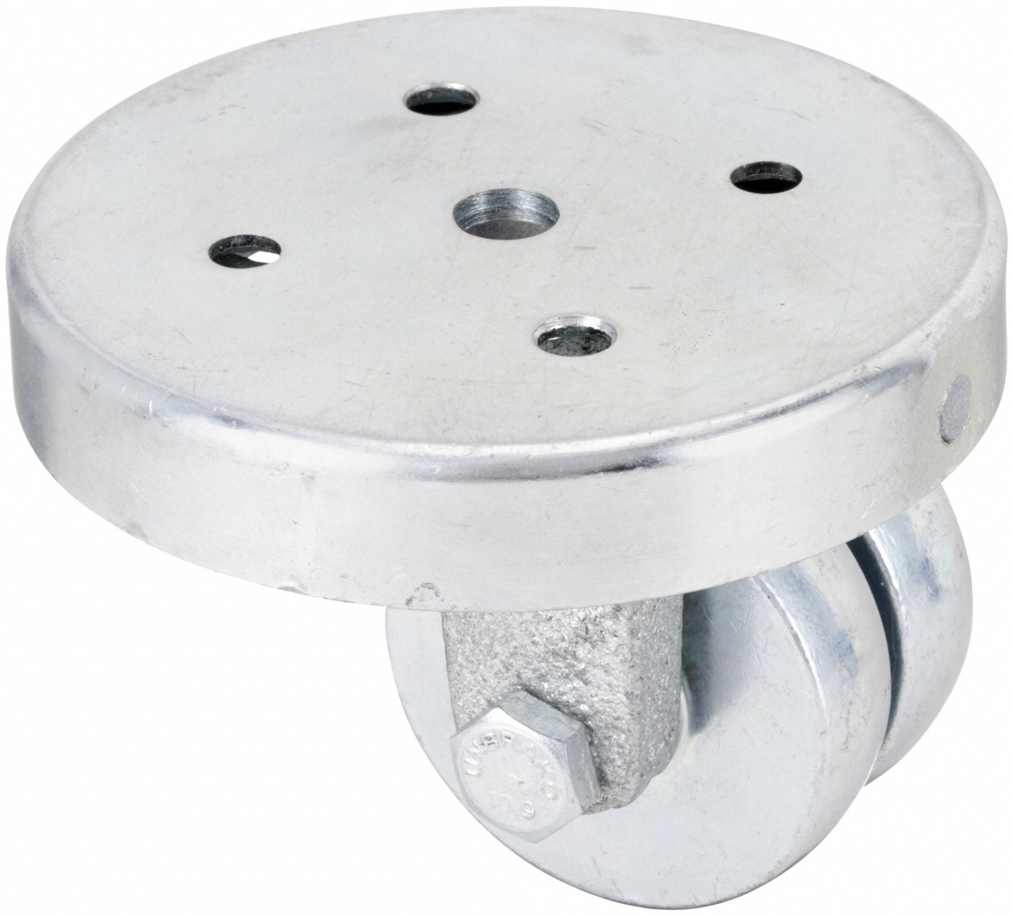 Plate Caster: Swivel, No Brake, Steel, 2 in Wheel Dia, 5/8 in Wheel Wd, Plain