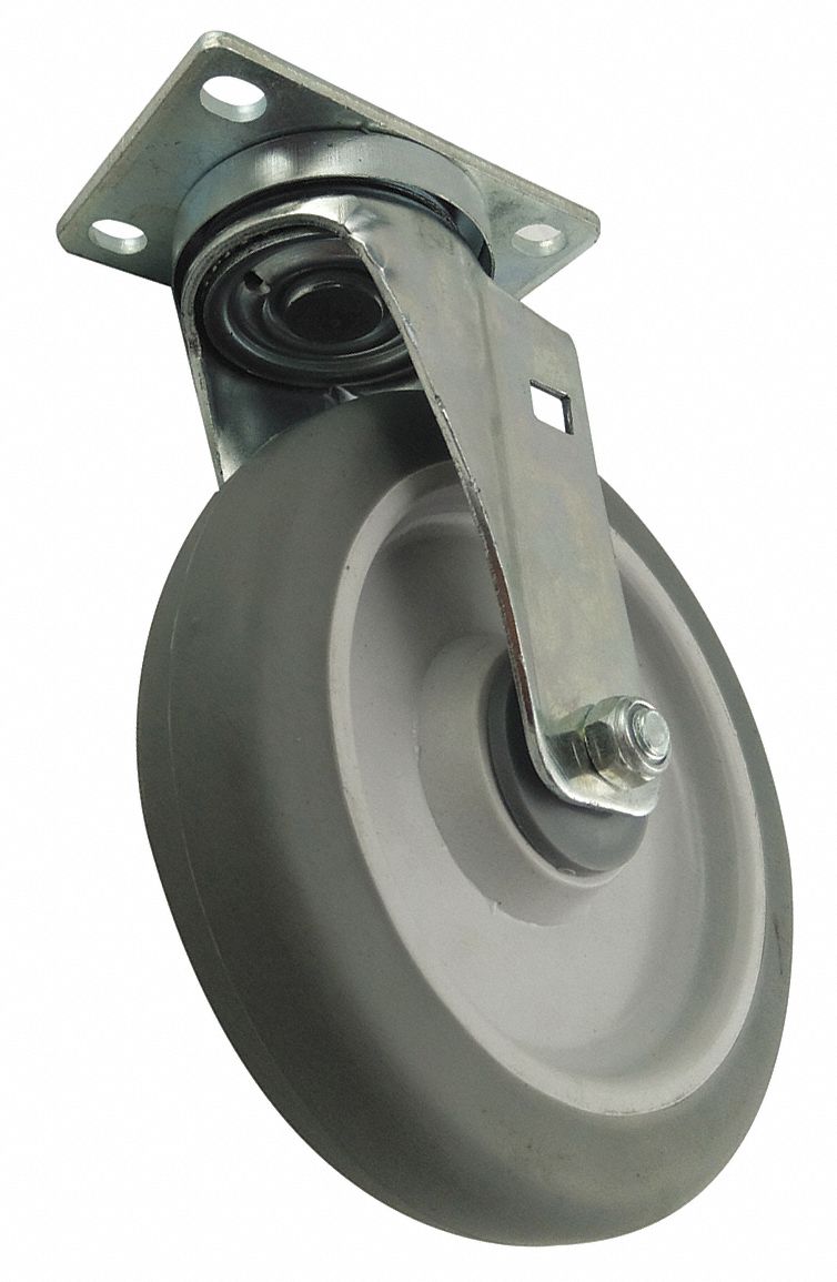 DEBRIS-RESISTANT STANDARD PLATE CASTER, 6 IN WHEEL DIA, 325 LB, SWIVEL CASTER, SOFT