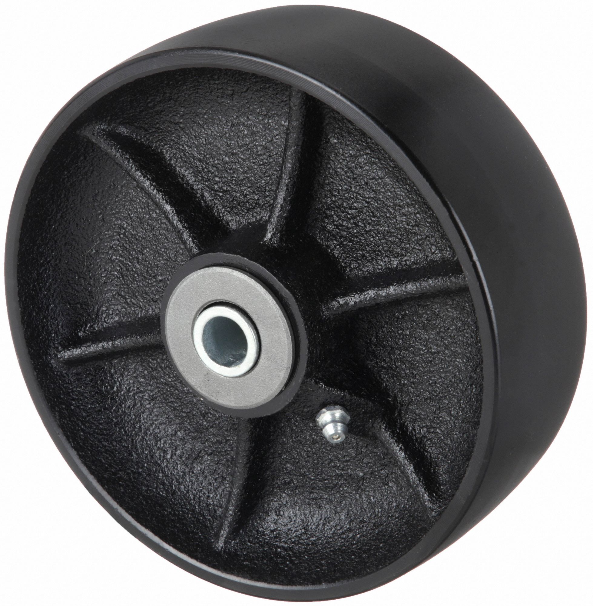 IRON TREAD WHEEL, 6 IN WHEEL DIAMETER, 2 IN WHEEL W, 2,000 LB LOAD RATING, EXTRA HARD