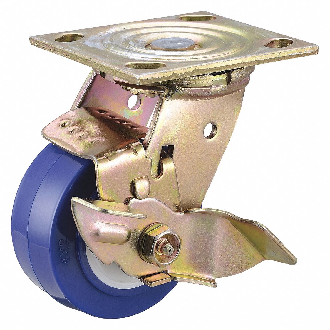 STANDARD PLATE CASTER, 4 IN WHEEL DIAMETER, 600 LB, 5⅝ IN MOUNTING H, POLYURETHANE