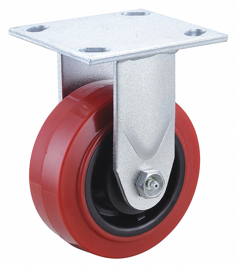 GRAINGER APPROVED Standard Plate Caster, Rigid, Polyurethane, 750 lb, 5