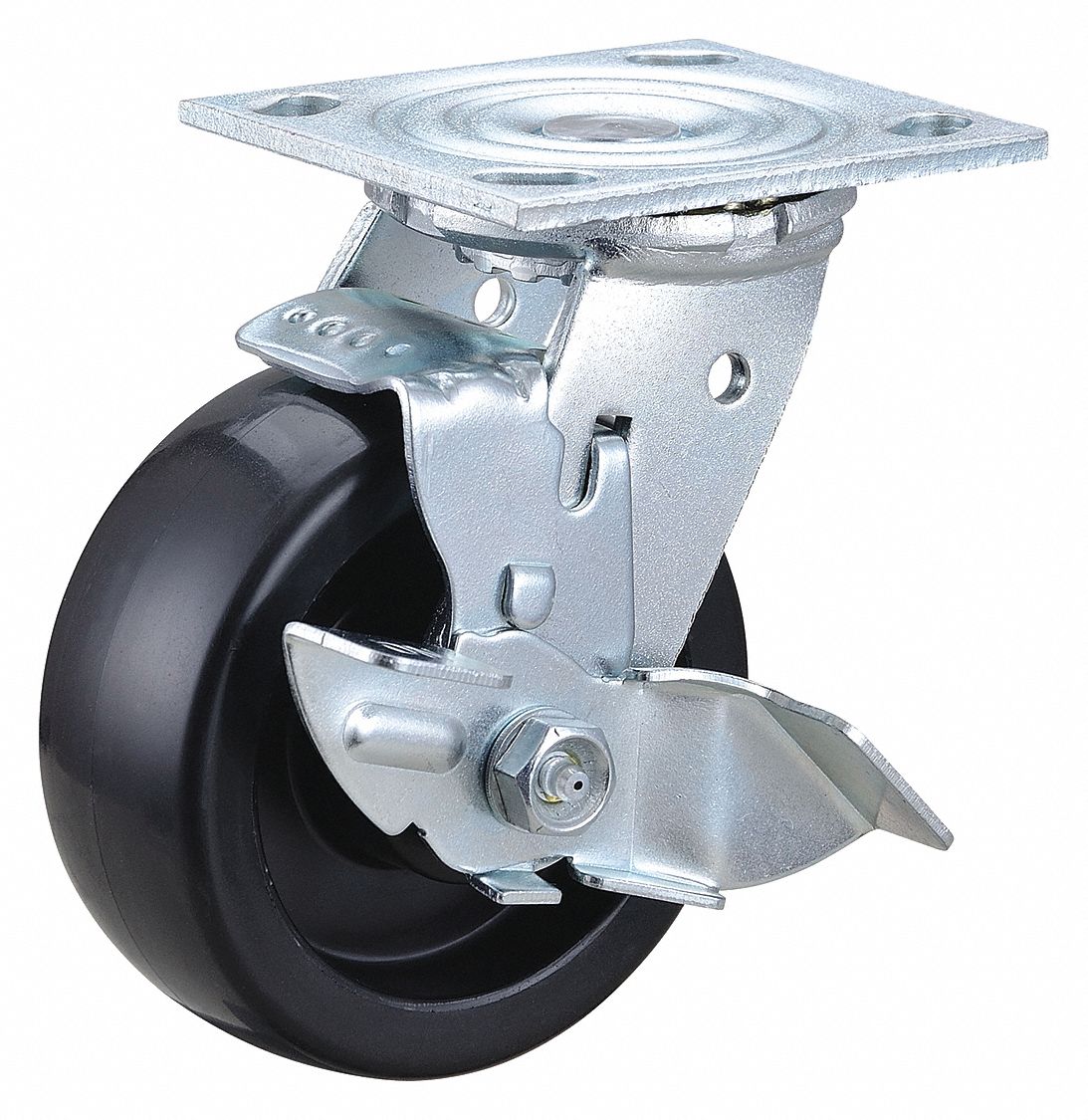 STANDARD PLATE CASTER, 5 IN WHEEL DIAMETER, 800 LB, 6½ IN MOUNTING H, POLYOLEFIN