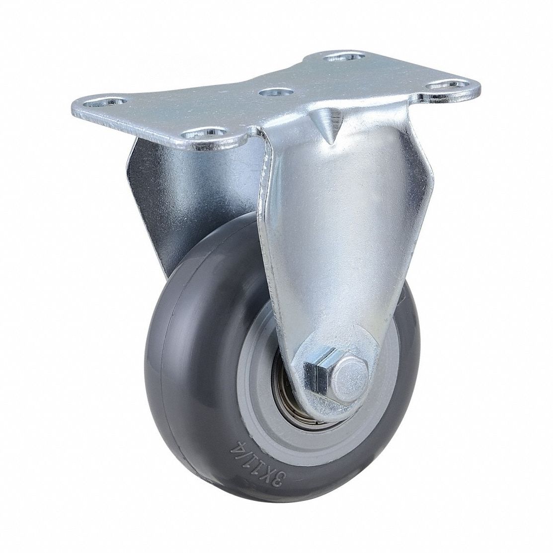 Plate Caster, Rigid, Polyurethane, 4 1/4"H