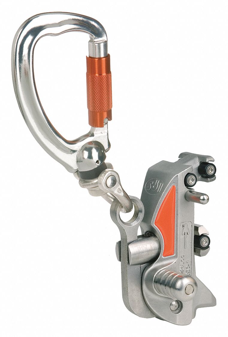 FALL ARREST DEVICE, TRAILING, STAINLESS STEEL, AUTO, 310 LB CAPACITY, CARABINER