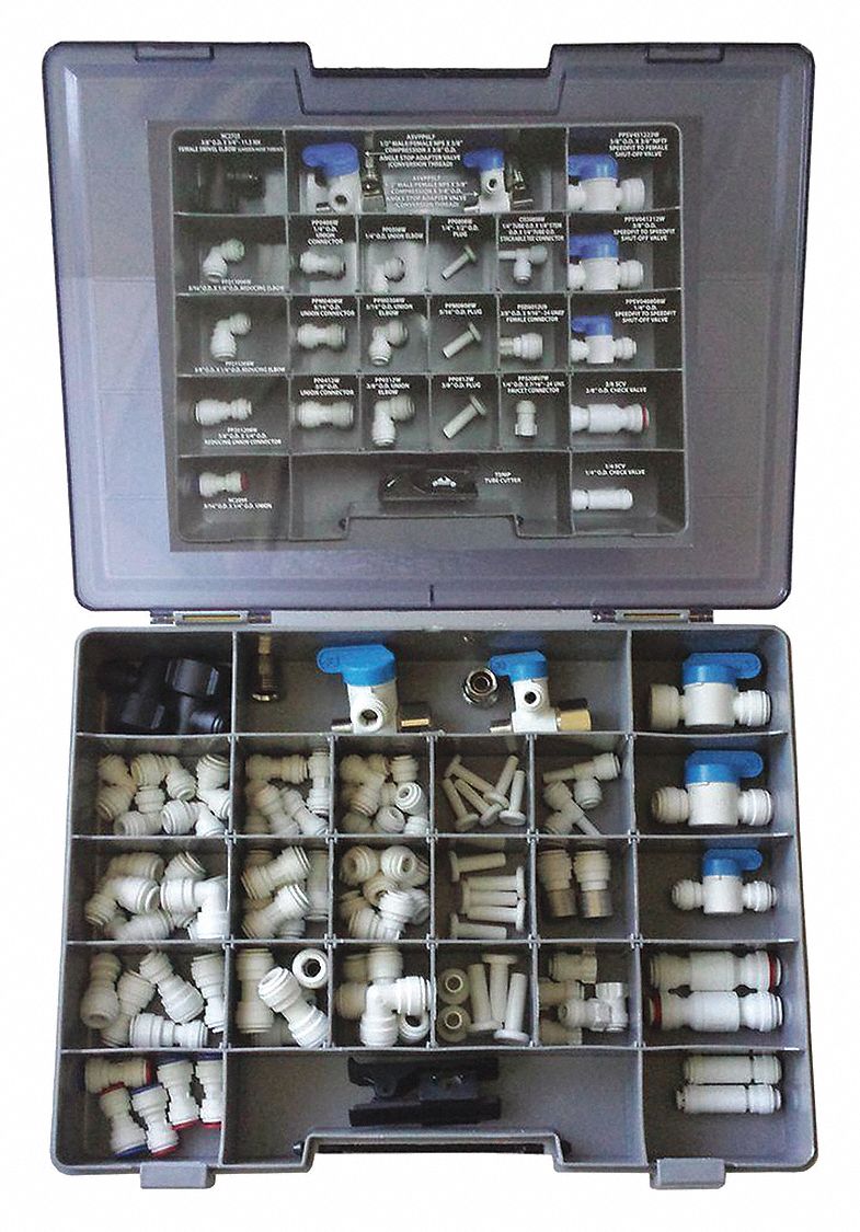 Tube Fitting Kit: Tube, Polypropylene, 86 Pieces, Connector/Elbow/Tee/Union