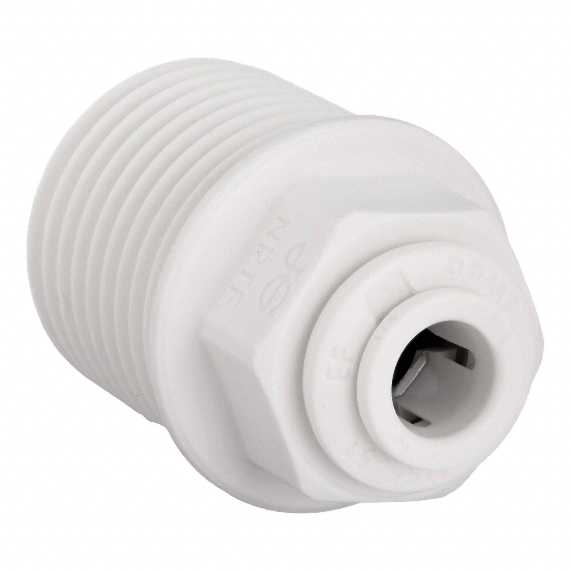 Push-Fit Adapter Fitting: Straight, 1/4 in OD 1/2 in Pipe Size, Polypropylene, 10 PK