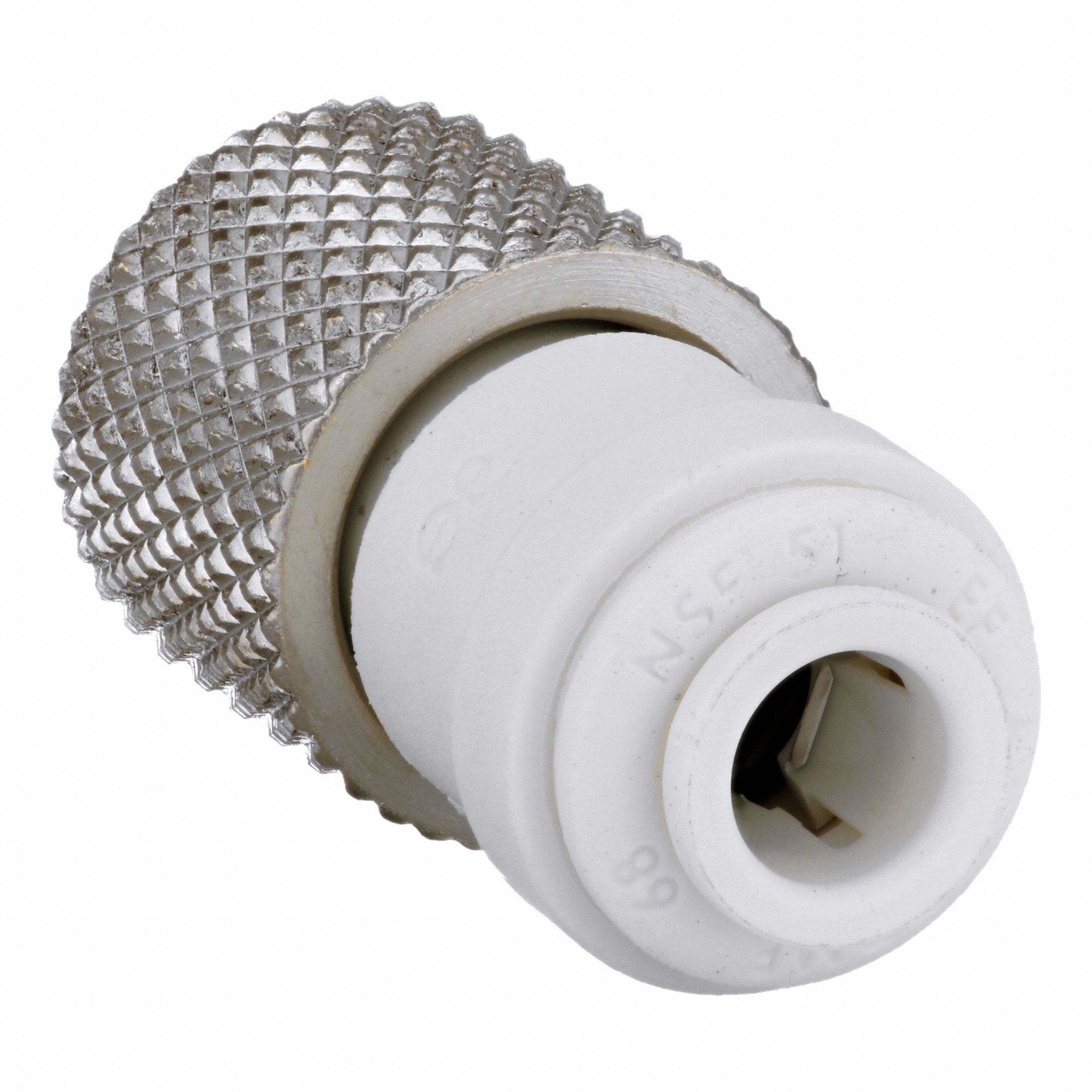 Push-Fit Adapter Fitting: Straight, 1/4 in OD 9/16 in OD Size, Polypropylene, 10 PK