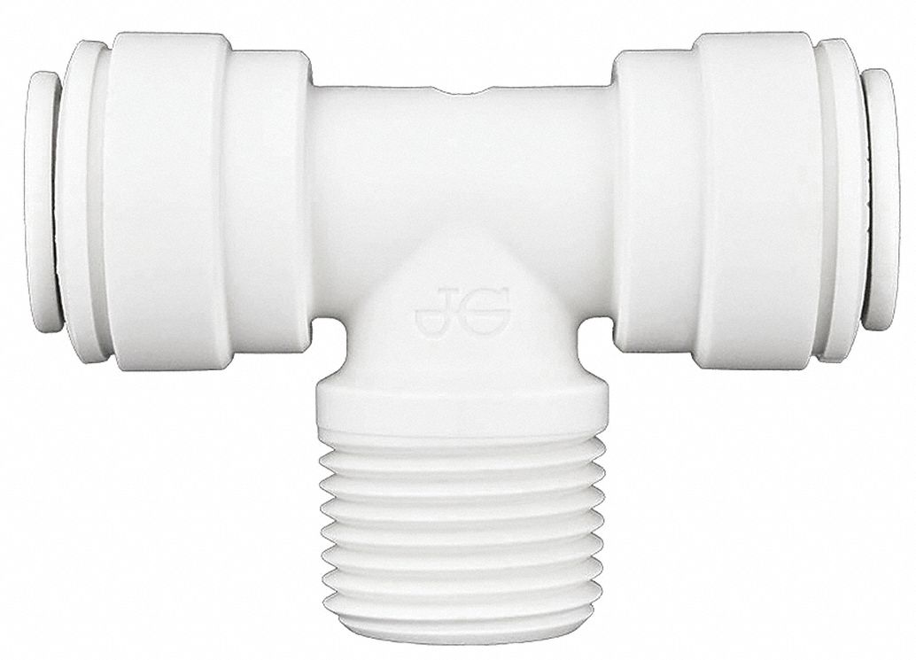 FIXED TEE: PP, PUSH-TO-CONNECT X PUSH-TO-CONNECT X NPTF, ⅜ IN PIPE, WHITE, 10 PK