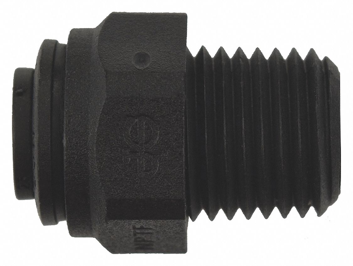 MALE CONNECTOR: POLYPROPYLENE, PUSH-TO-CONNECT X MNPT, FOR ¼ IN TUBE OD, ¼ IN PIPE, 10 PK