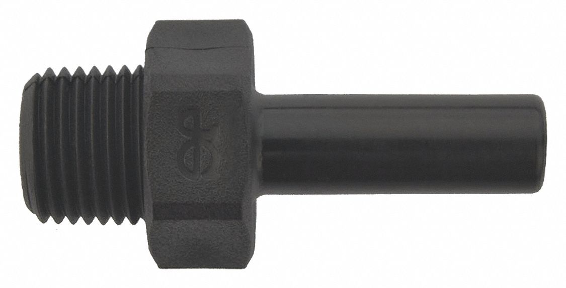 Push-Fit Adapter Fitting: Straight, 1/4 in OD 1/8 in Pipe Size, Tube Stem x FNPT, 10 PK