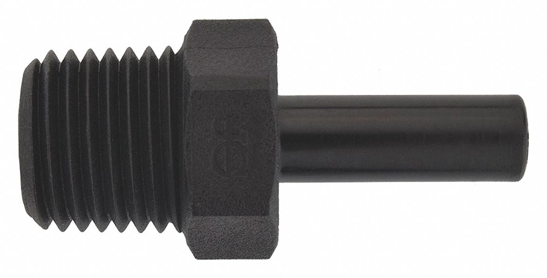 Push-Fit Adapter Fitting: Straight, 1/4 in OD 1/4 in Pipe Size, Tube Stem x FNPT, 10 PK